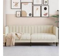 vidaXL Canapé 2 places Chaise de télévision 372611 – Accoudoirs et dossier – Crème tissu
