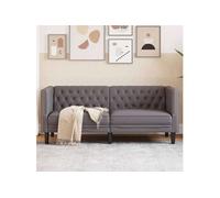 vidaXL Canapé à 2 places Chesterfield Similicuir Gris