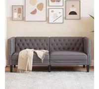 Vidaxl Canapé À 2 Places Chesterfield Gris Similicuir Gris