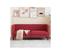 Vidaxl Canapé À 2 Places Chesterfield Rouge Bordeaux Similicuir Rouge