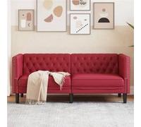 Vidaxl Canapé À 2 Places Chesterfield Rouge Bordeaux Similicuir Rouge