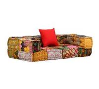 vidaXL Pouf modulaire à 2 places Patchwork tissu Multicolore