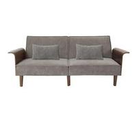 Canape droit en.casa 2 places en velours bois 90 x 205 x 83 cm Marron G