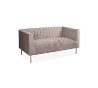 Canape droit en.casa 2 places en velours marron 76 x 150 x 72 cm