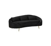 Canape droit [en.casa] 3 places en polyester noir 84 x 185 x 68 cm