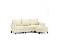 vidaXL Canapé à 3 places avec repose-pieds 180 cm simili‑cuir crème