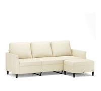 vidaXL Canapé à 3 places avec repose-pieds 180 cm simili‑cuir crème