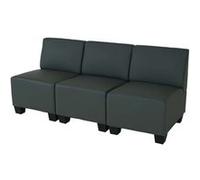 Canape droit en.casa 3 places en simili-cuir gris 72 x 171 x 76 cm
