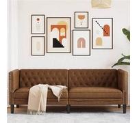 vidaXL – Canapé 3 places Chesterfield en similicuir daim marron