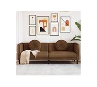 Canape droit en.casa 3 places en simili-cuir marron 77 x 193.5 x 70 cm