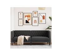 Canapé à 3 places Chesterfield noir similicuir