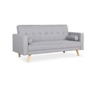 Menzzo Canapé convertible Slow – scandinave – tissu gris clair – 3 places – réversible