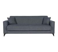 Generique Canapé convertible 3 places BERGAMO tissu gris foncé, 2 coussins, coffre de rangement