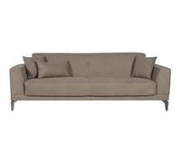 Generique Canapé convertible HENRY 3 places Tissu marron, 3 coussins, coffre 234 x 85 x 84 cm