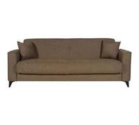 Generique Canapé convertible 3 places Bergamo – tissu marron, 2 coussins, coffre – 230×85×89 cm
