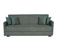 Canapé convertible 3 places - BIANCA - Tissu vert foncé - 4 coussins - Coffre de rangement - 204 x 92 x 91 cm