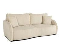 canapé convertible 3 places - bari - velours cotelé - perle - coffre de rangement - 215 x 89 x 100 cm