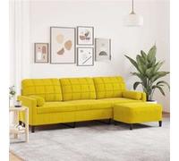 Canapé à 3 places avec repose-pieds Gris clair 180 cm Velours canapé vidaXL
