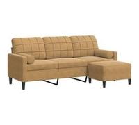 vidaXL Canapé à 3 places avec repose-pieds 180 cm Velours Marron