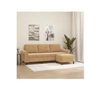 Canape droit en.casa 3 places en velours marron 77 x 212 x 41 cm