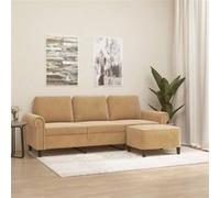 vidaXL Canapé 3 places avec repose-pieds Velours Marron 180 cm