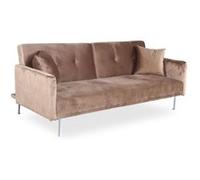 Canape droit en.casa 3 places en velours marron 92 x 191 x 77 cm Beige G