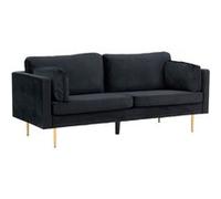 Canape droit en.casa 3 places en velours noir 200 x 200 x 84 cm Noir G