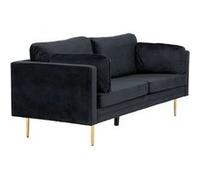 Canape droit en.casa 3 places en velours noir 200 x 200 x 84 cm Noir G