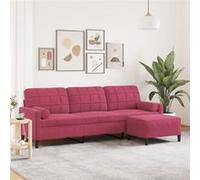 vidaXL Canapé 3 places avec repose-pieds 210 cm velours rouge bordeaux multicolore