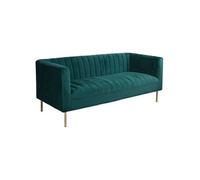 Canape droit en.casa 3 places en velours vert 76 x 179 x 72 cm