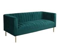 MENZZO Canapé moderne 3 places à coutures verticales Sacramento Velours Vert -L180 x P76 x H72 cm - Hauteur d'assise : H52 cm