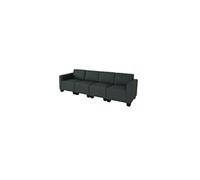 Canape droit en.casa 4 places en simili-cuir gris 72 x 250 x 76 cm