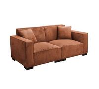 Canapé droit en velours côtelé 2 places L 180 cm terracotta - Oviala