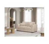 Canapé droit fixe 2 places BELAMI en velours côtelé - Beige - L181 x P93 x H86cm - LOUNGITUDE