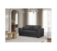 Canapé droit fixe 2 places BELAMI en velours côtelé - Gris foncé - L181 x P93 x H86cm - LOUNGITUDE