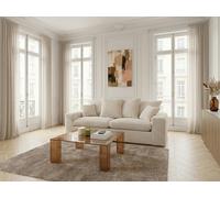 Canapé droit fixe 2 places NEVADA gros côtelé doux beige BOBOCHIC Beige