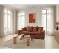 Canapé droit fixe 2 places NEVADA gros côtelé doux orange BOBOCHIC Orange