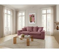Canapé droit fixe 2 places NEVADA gros côtelé doux rose BOBOCHIC Rose