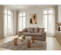 Canapé droit fixe 2 places NEVADA gros côtelé doux taupe BOBOCHIC Taupe