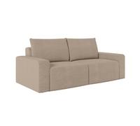 Canapé droit fixe 2 places ROMANE en velours côtelé - Taupe