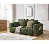 Canapé droit fixe 2 places SIDONIE tissu chiné vert BOBOCHIC Vert