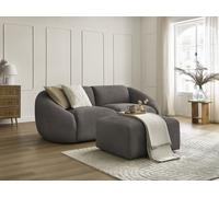 Canapé droit fixe 2 places TINA velours côtelé avec pouf taupe BOBOCHIC Taupe