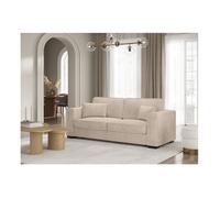 Canapé droit fixe 3 places BELAMI en velours côtelé - Beige - L231 x P93 x H86cm - LOUNGITUDE