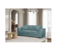 Canapé droit fixe 3 places BELAMI en velours côtelé - Bleu clair - L231 x P93 x H86cm - LOUNGITUDE