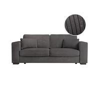 Canapé droit fixe 3 places BELAMI en velours côtelé - Gris foncé