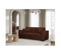 Canapé droit fixe 3 places BELAMI en velours côtelé - Marron - L231 x P93 x H86cm - LOUNGITUDE