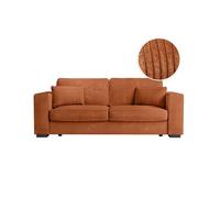 Canapé droit fixe 3 places BELAMI en velours côtelé - Terracotta