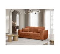 Canapé droit fixe 3 places BELAMI en velours côtelé - Terracotta