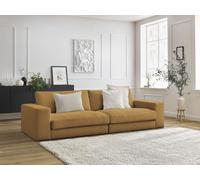 Canapé droit fixe 3 places compact LEONARD velours côtelé jaune BOBOCHIC Jaune