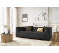 Canapé droit fixe 3 places MOLIERE velours côtelé gris foncé BOBOCHIC Gris foncé